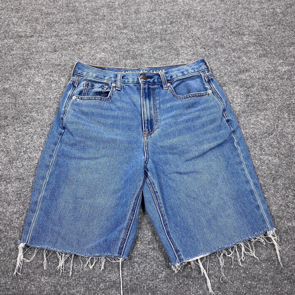 American Eagle‎ Cut Off Shorts Womens 4 Blue Denim Distressed Raw Hem Frayed
